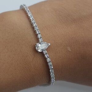 14K Gold 2.96 Ct Lab Grown Teardrop Diamond Tennis Bracelet